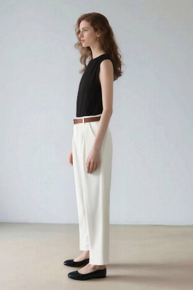 Carrot Fit Ankle Length Cotton Trousers