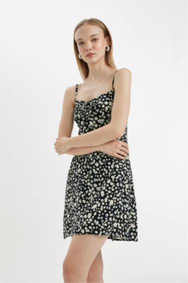 V-Neck Printed Mini Dress