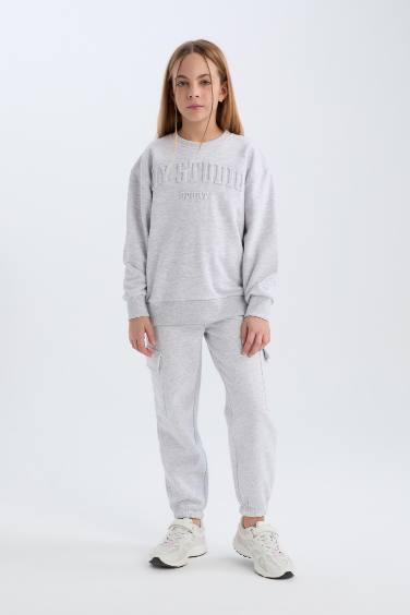 Girl Elastic Waist Leg Cargo Sweatpants