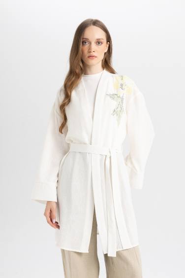 Relax Fit Crazy Collar Linen Blend Kimono