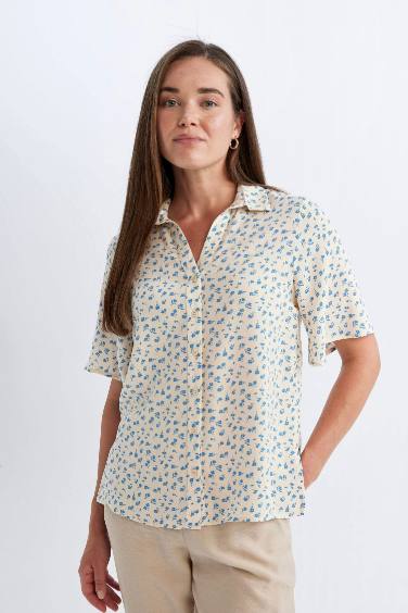 Regular Fit Patterned Short Sleeve Shirt