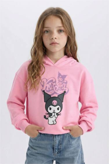 Kız Çocuk Hatsune Miku Oversize Geniş Kalıp Kapüşonlu Sweatshirt