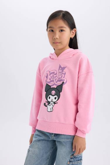 Kız Çocuk Hatsune Miku Oversize Geniş Kalıp Kapüşonlu Sweatshirt