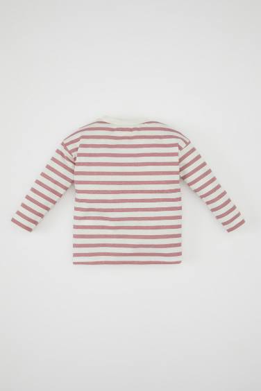 تيشيرت بناتي مخطط قصة عادية وكم طويل