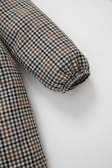 Regular Fit Plaid Long Sleeve Woven Dress