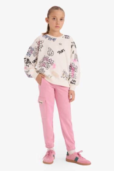 Kız Çocuk Kargo Cepli Beli Paçası Lastikli Jogger Eşofman Altı