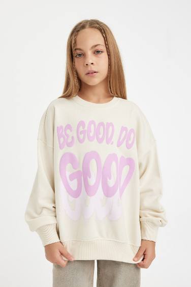 Свитшот оверсайз с принтом дял девочек