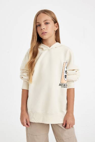 سويت شيرت بناتي اوفر سايز بطبعة من الخلف