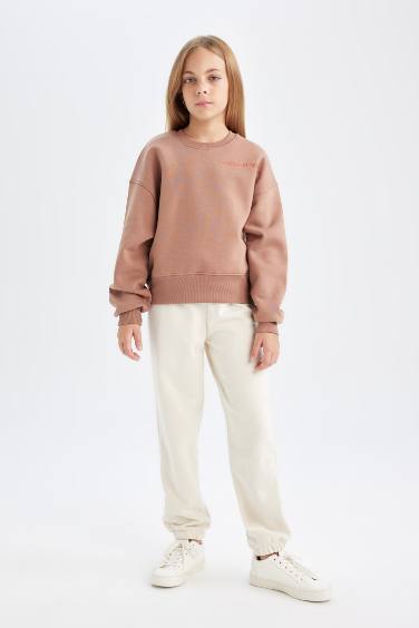 Свитшот свободного кроя с принтом для девочек