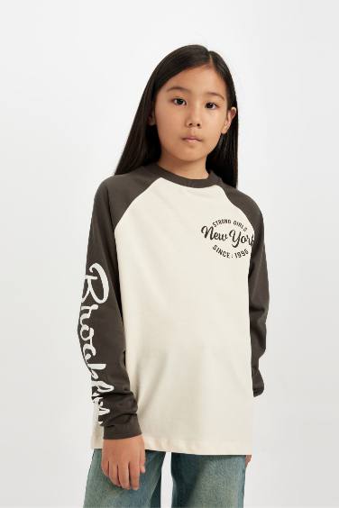 Girl Oversize Fit Wide Fit Crew Neck Printed T-Shirt