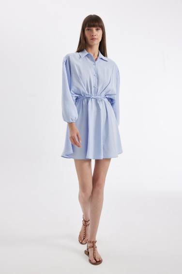 Shirt Collar Modal Half Sleeve Midi Dress