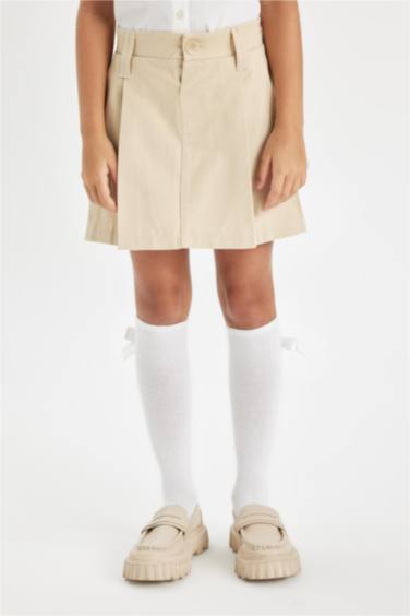 Girl Pleated Gabardine Skirt