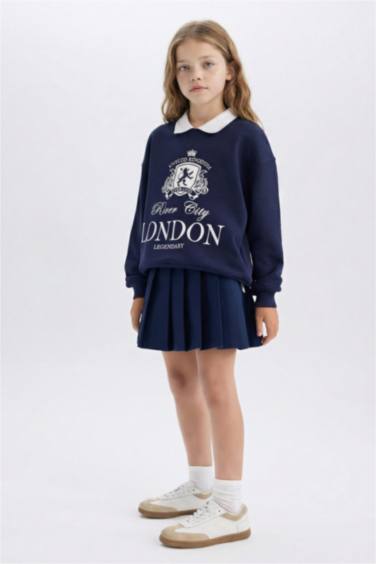 تنورة جبردين بناتي بكسرات وسحاب مخفي