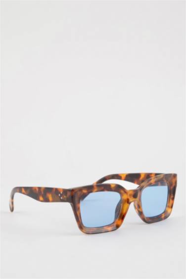 Woman Leopard Pattern Rectangular Sunglasses