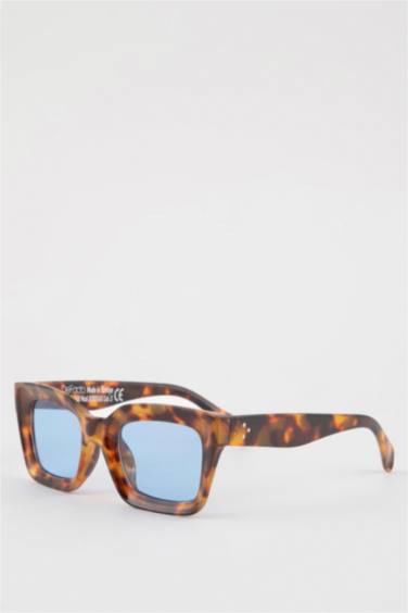 Woman Leopard Pattern Rectangular Sunglasses