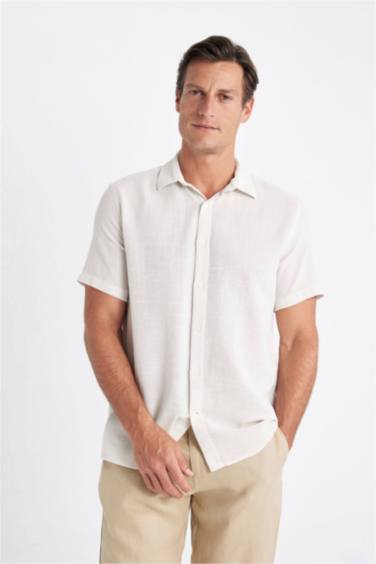 قميص نص كم قطن قصة عادية برقبة بولو