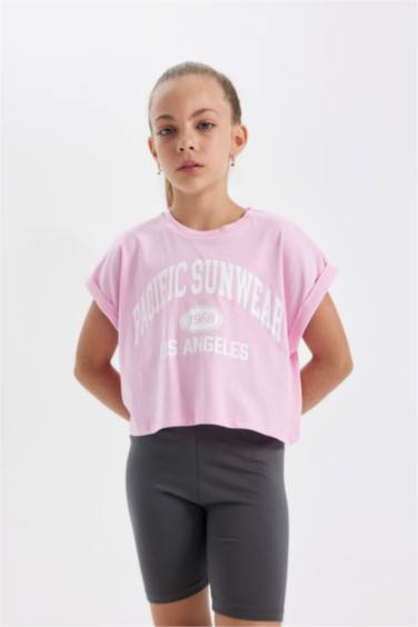 Girl Printed Short Sleeve T-Shirt Leggings 2 Piece Set