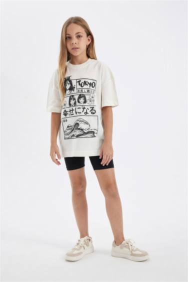 Girl Printed Short Sleeve T-Shirt Leggings 2 Piece Set