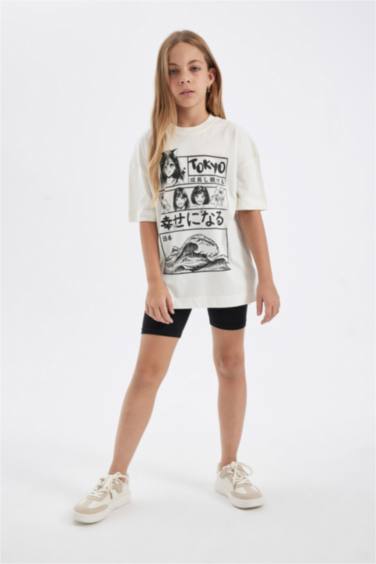 Girl Printed Short Sleeve T-Shirt Leggings 2 Piece Set
