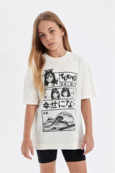 Girl Printed Short Sleeve T-Shirt Leggings 2 Piece Set