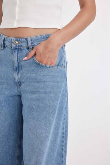 Palazzo Low Waist Long Washed Jeans
