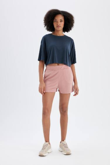 DeFactoFit Crew Neck Sports Modal Crop T-Shirt