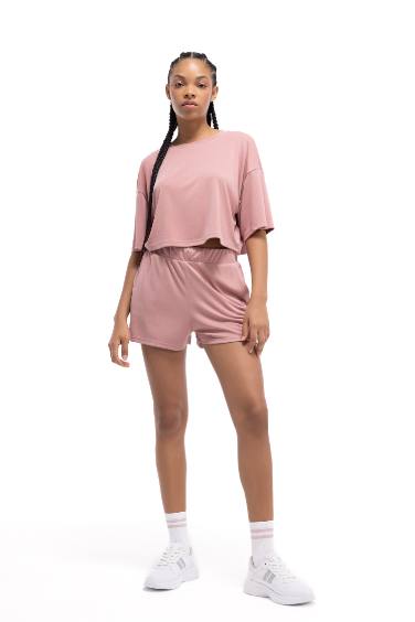 DeFactoFit Crew Neck Sports Modal Crop T-Shirt