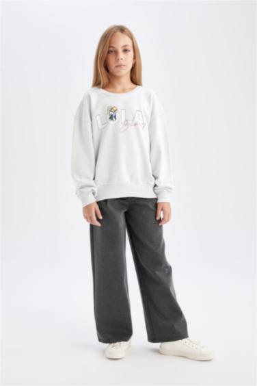 Looney Tunes Relax Fit Bisiklet Yaka Sırt Baskılı Sweatshirt Kız Çocuk