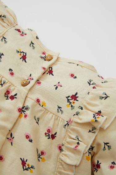 Baby Girl Crew Neck Twill Shirt