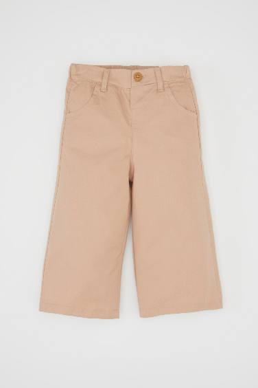 Baby Girl Regular Fit Elastic Banded Leg Pocket Gabardine Trousers