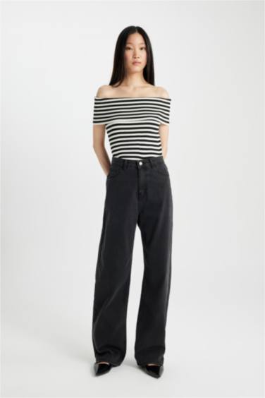 Slim Fit Strapless Ribana Pullover