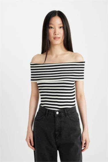 Slim Fit Strapless Ribana Pullover