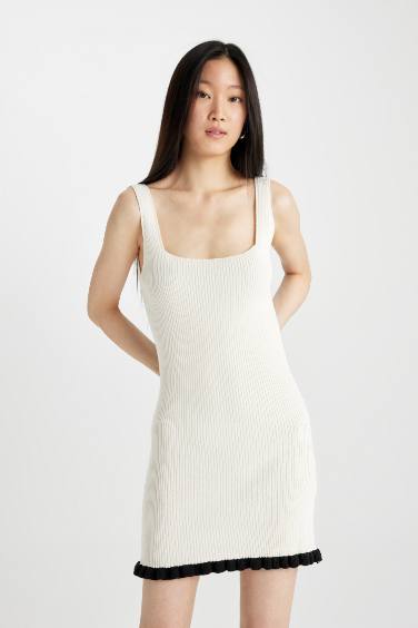 Fitted Square Neck Sleeveless Mini Dress