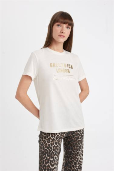 Regular Fit Crew Neck Printed Short Sleeve T-Shirt