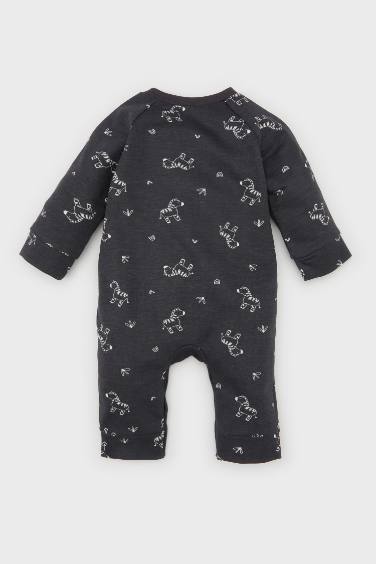 Boy Baby Newborn Zebra Printed Jumpsuit Beanie 2 Piece Set