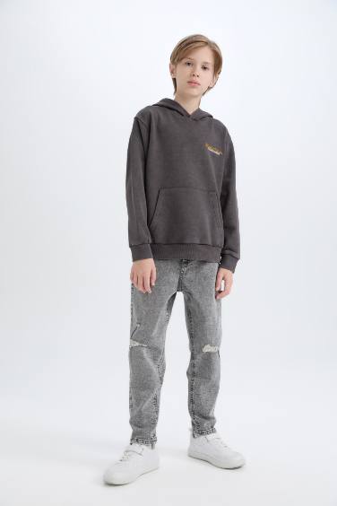 Sweat à capuche avec imprimé dans le dos pour garçon