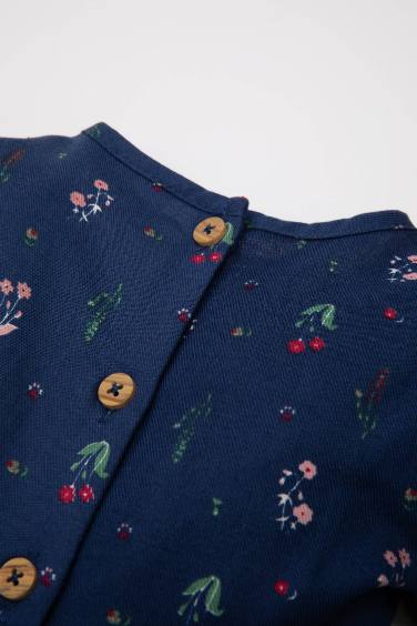 Baby Girl Floral Long Sleeve Twill Dress