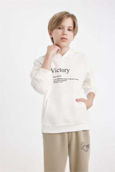 Baskılı Kapüşonlu Sweatshirt Erkek Çocuk