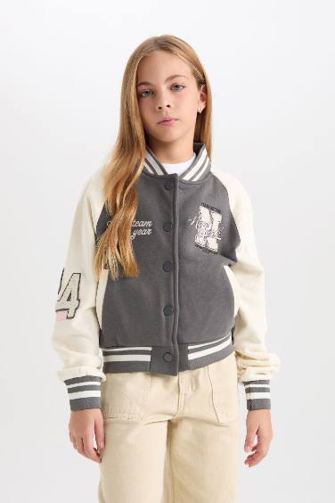 Girl Thick Fabric Soft Fuzzy Inside Bomber Jacket