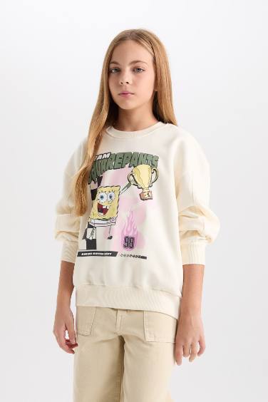 Girl SpongeBob Relax Fit Crew Neck 3D Sweatshirt