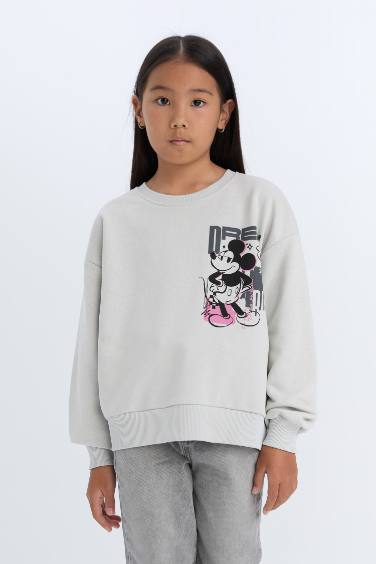 Girl Disney Mickey & Minnie Relax Fit Crew Neck Sweatshirt