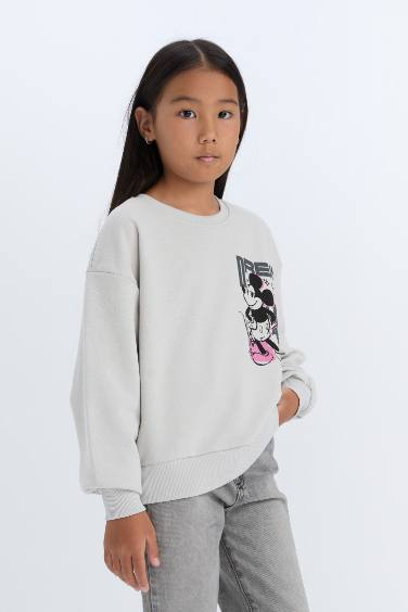 Girl Disney Mickey & Minnie Relax Fit Crew Neck Sweatshirt