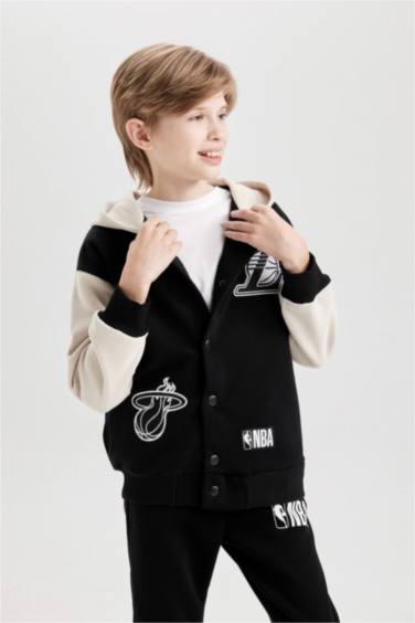 Boy NBA Current Teams Hooded Snap Light Bomber Jacket