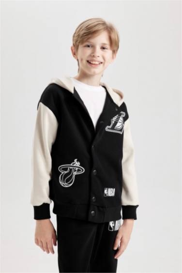Boy NBA Current Teams Hooded Snap Light Bomber Jacket