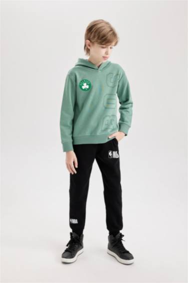Erkek Çocuk Yeşil NBA Boston Celtics Kapüşonlu Sırt Baskılı Sweatshirt