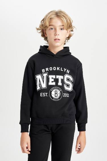 Boy NBA Brooklyn Nets Hooded Thick Sweatshirt