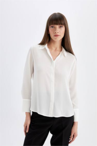 Regular Fit Crepe Long Sleeve Shirt