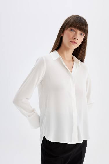 Regular Fit Crepe Long Sleeve Shirt