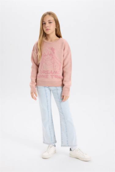 Girl Regular Fit Crew Neck Patterned Knitwear Pullover