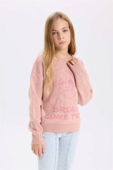 Girl Regular Fit Crew Neck Patterned Knitwear Pullover